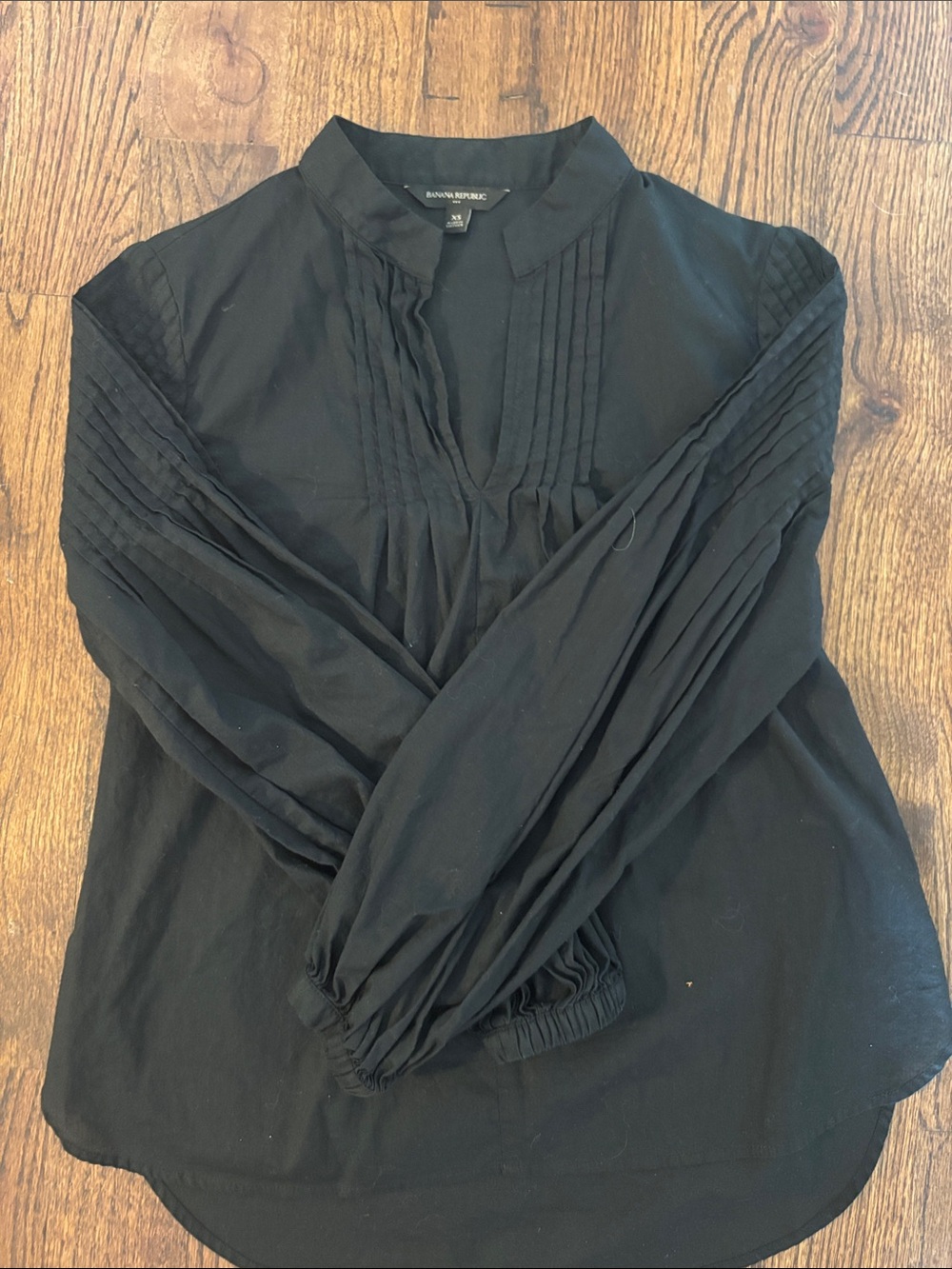 Banana Republic Black Pintuck Long-Sleeve Blouse